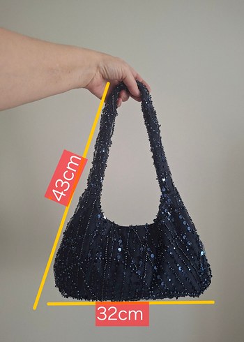 Boncuk İşlemeli Lacivert Kadın Çanta - Görsel 7