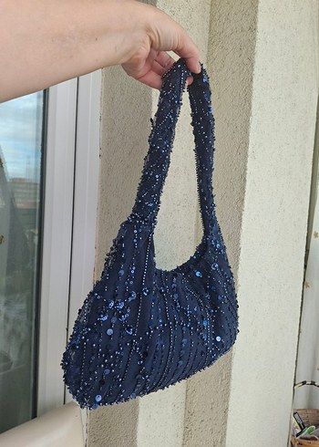 Boncuk İşlemeli Lacivert Kadın Çanta - Görsel 4