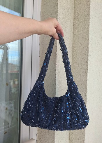 Boncuk İşlemeli Lacivert Kadın Çanta - Görsel 5