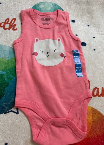 Pembe Baskılı Kolsuz Bebek Body