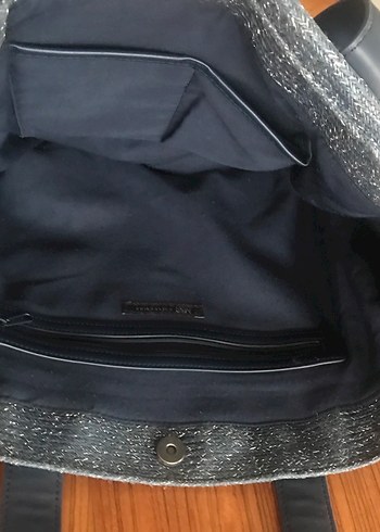 Lacivert Marks and Sepencer gerçek deri Örgü Kadın Çanta - Görsel 3