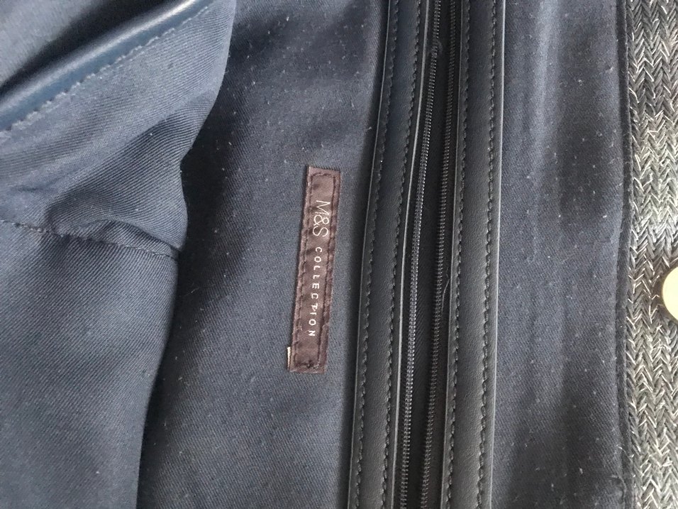 Lacivert Marks and Sepencer gerçek deri Örgü Kadın Çanta - Görsel 4