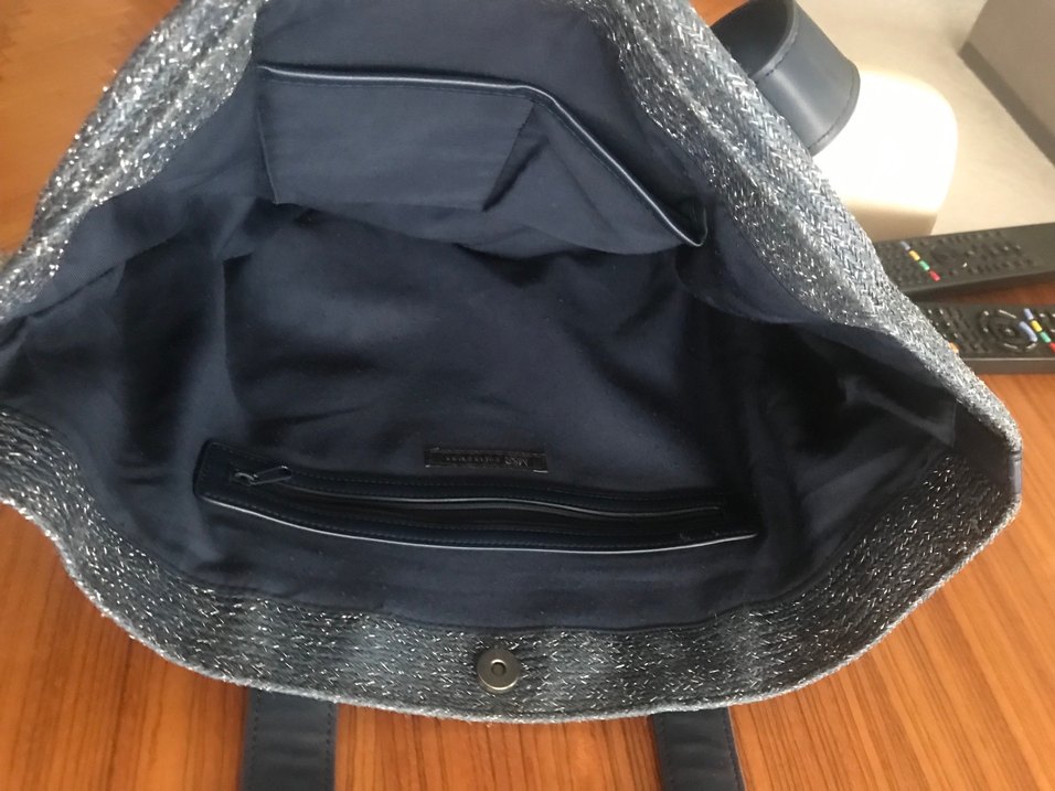 Lacivert Marks and Sepencer gerçek deri Örgü Kadın Çanta - Görsel 3