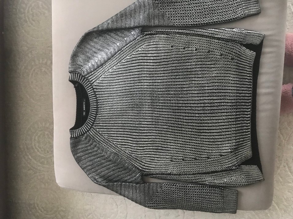 Gri gümüş kadın kazak - Görsel 2