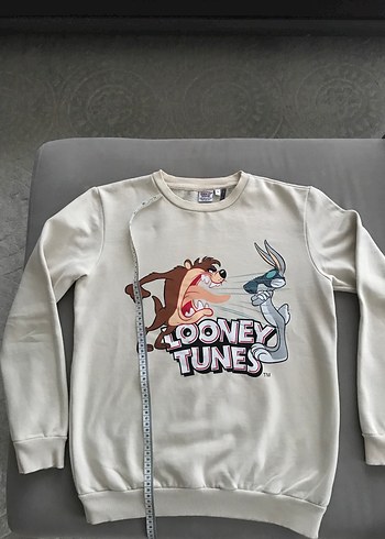 Bej  S beden Baskılı Sweatshirt - Görsel 2