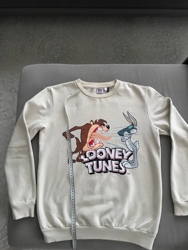 Bej  S beden Baskılı Sweatshirt - Görsel 2