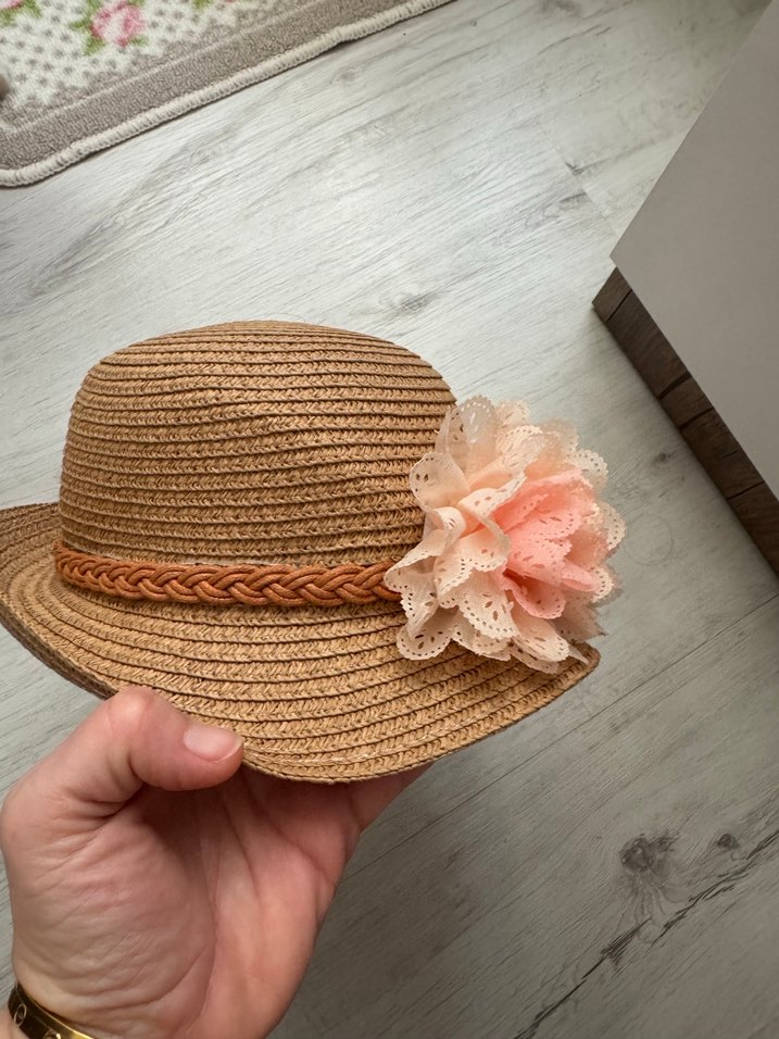 Çiçek Detaylı Bej Bohem Çocuk Şapkası - Görsel 2