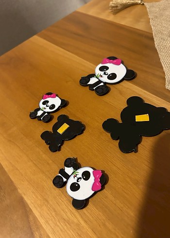 Pembe Fiyonklu Panda Figürlü Kız Aksesuarları - Görsel 2
