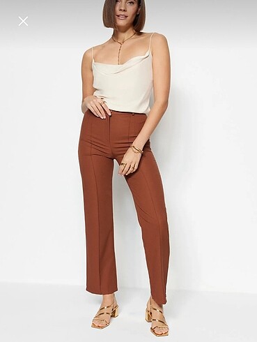 Zara Kahverengi yüksek bel pantolon
