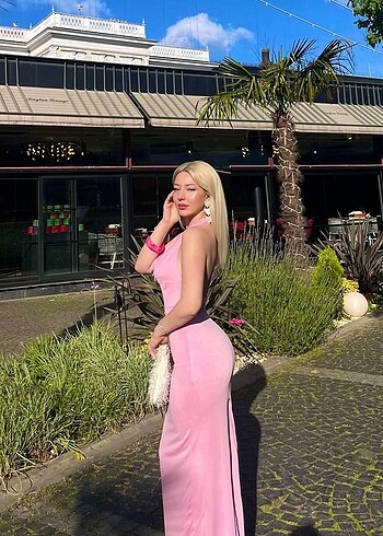 Bershka pembe elbise