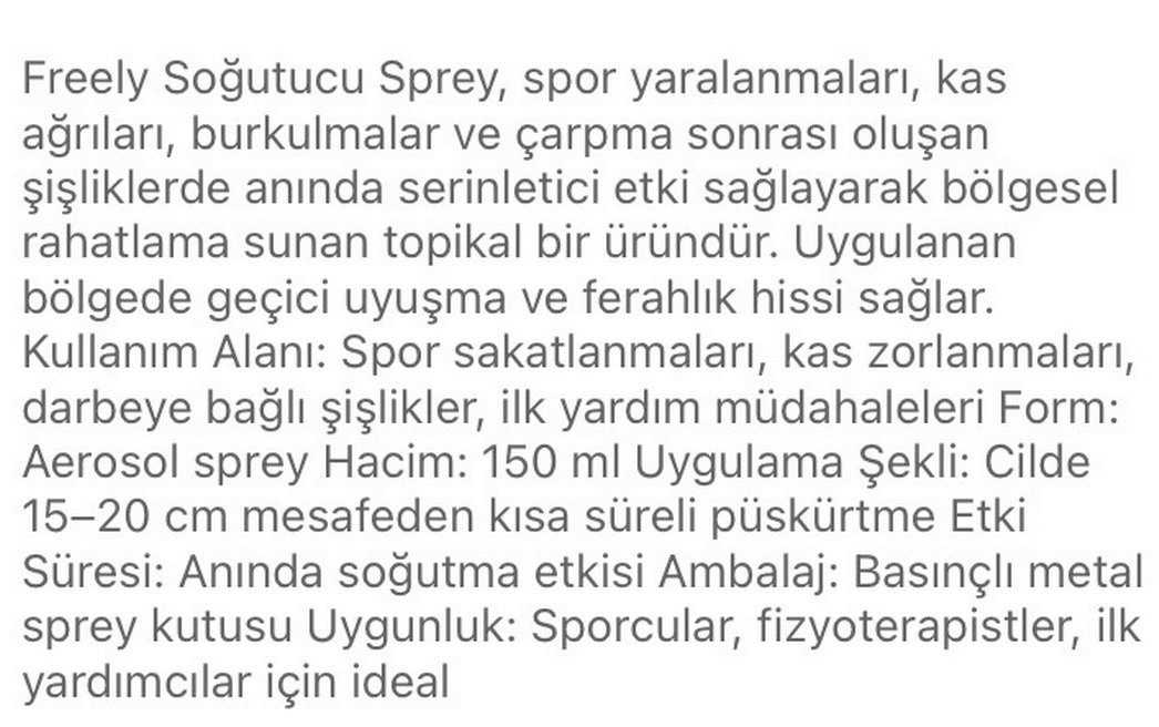 Freely Soğutucu Sprey 150 ml - Görsel 2