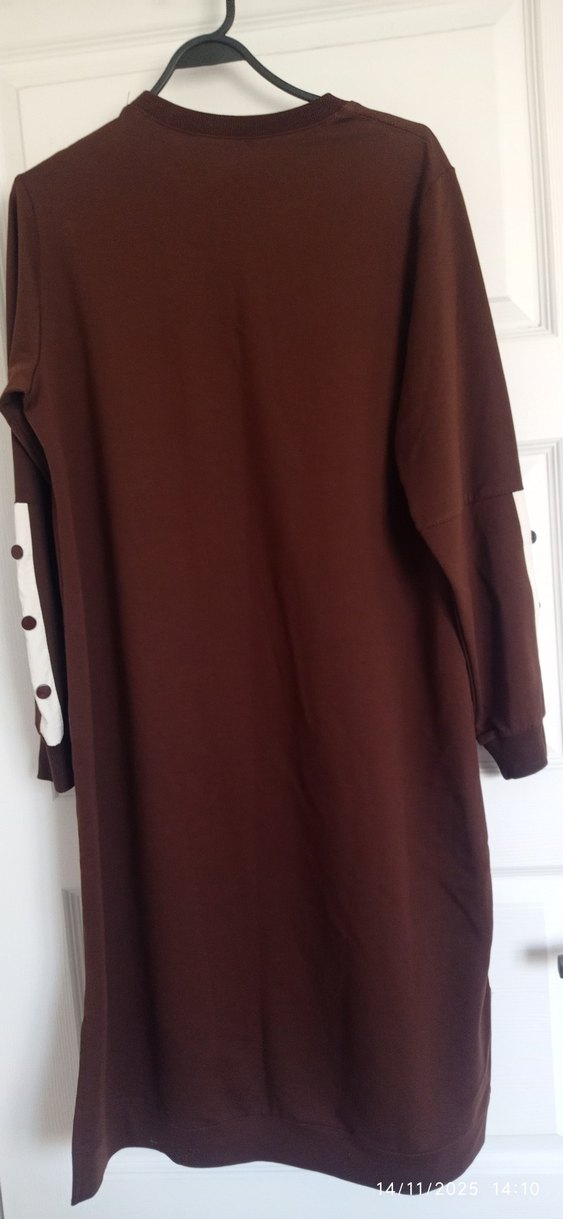 Kahverengi Kadın Uzun Kollu Pamuklu Tunik - Görsel 5