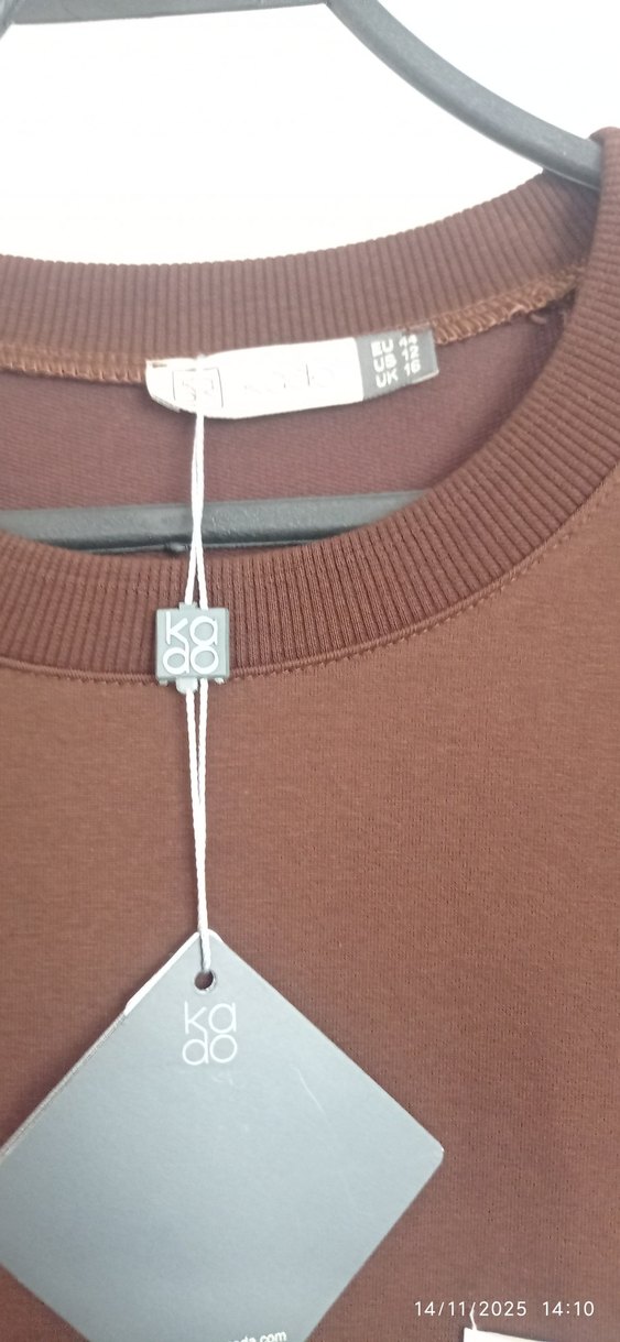 Kahverengi Kadın Uzun Kollu Pamuklu Tunik - Görsel 3