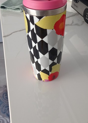 Renkli Çiçekli Termos Bardak - Görsel 2