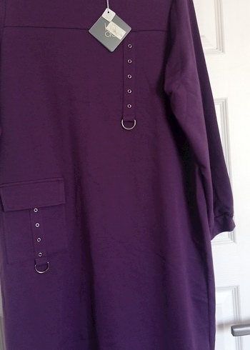 Uzun Mor Düğmeli Kadın Tunik - Görsel 4