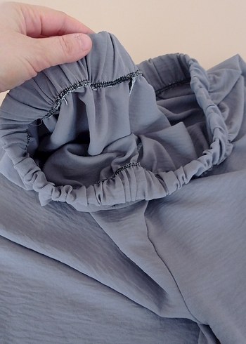 Kadın gri ayrobin kumaş pantolon - Görsel 4