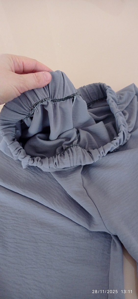 Kadın gri ayrobin kumaş pantolon - Görsel 4