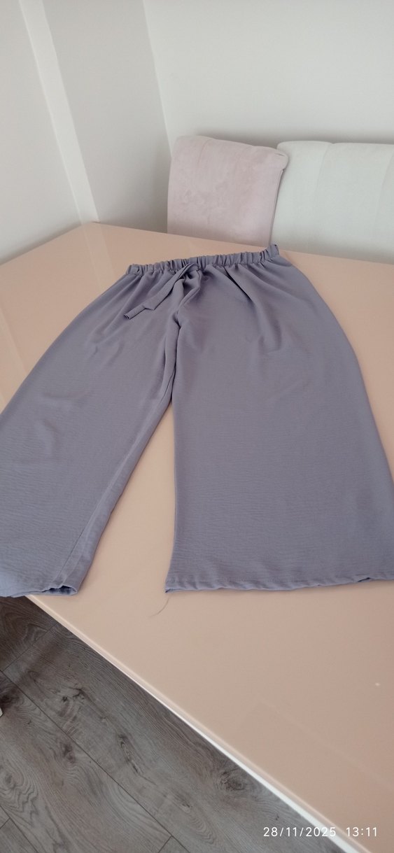 Kadın gri ayrobin kumaş pantolon - Görsel 2