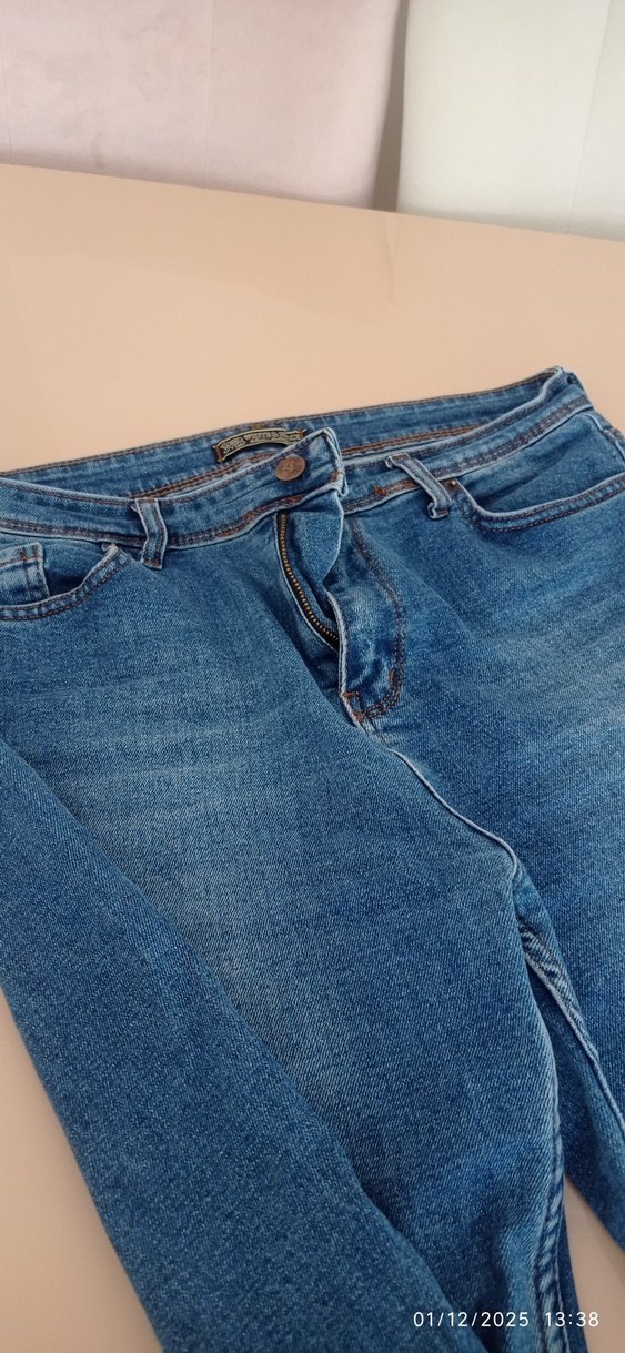 koyu mavi mom jeans pantolon - Görsel 4