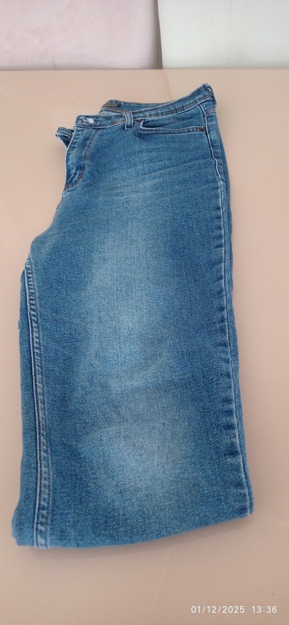 koyu mavi mom jeans pantolon - Görsel 2