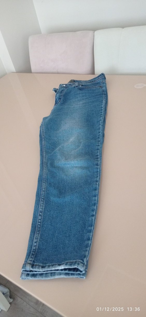 koyu mavi mom jeans pantolon - Görsel 3