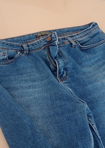 koyu mavi mom jeans kadın - Görsel 2