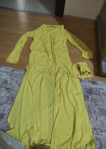 m Beden sarı Renk Sarı Mini Atlet ve Rahat Alt Eşofman Takımı