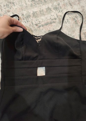 s Beden siyah Renk Kemer Detaylı Siyah Midi Elbise