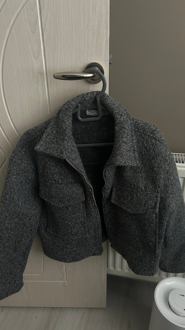 Gri Midi Kadın Yün Ceket - Görsel 2