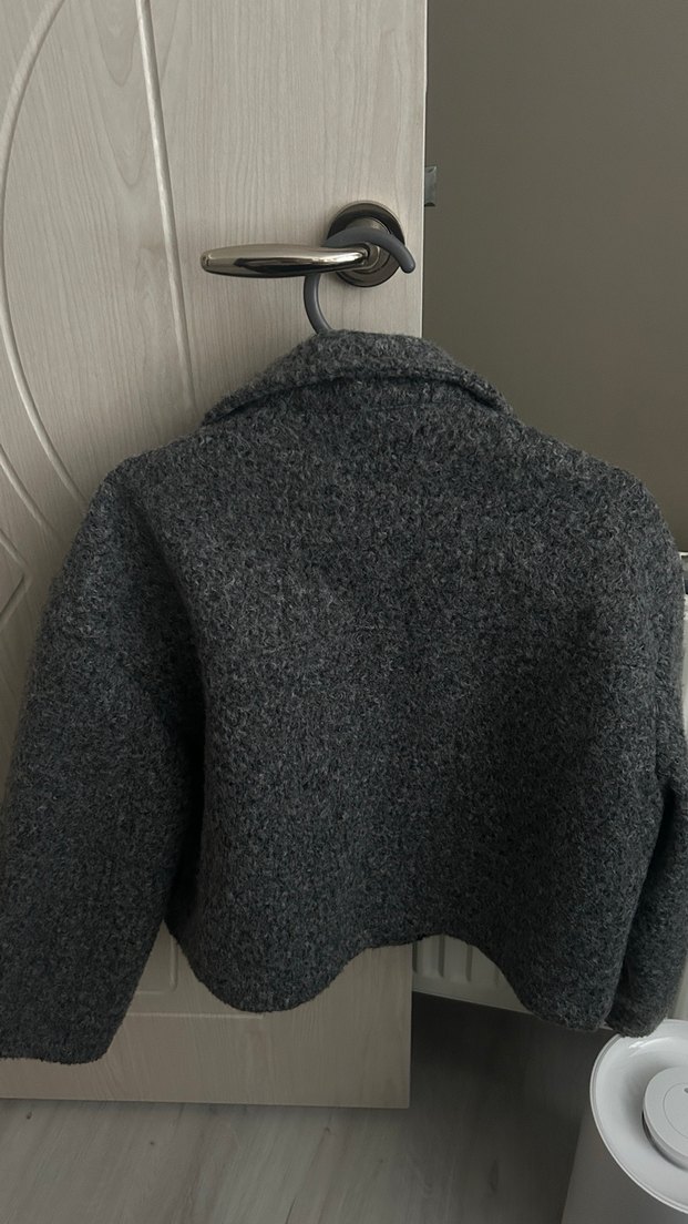 Gri Midi Kadın Yün Ceket - Görsel 3