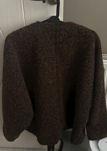 Yün Kahverengi Midi Yün Kadın Kaban - Görsel 2