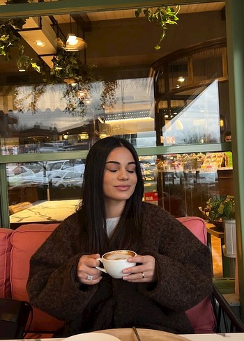 Yün Kahverengi Midi Yün Kadın Kaban - Görsel 3