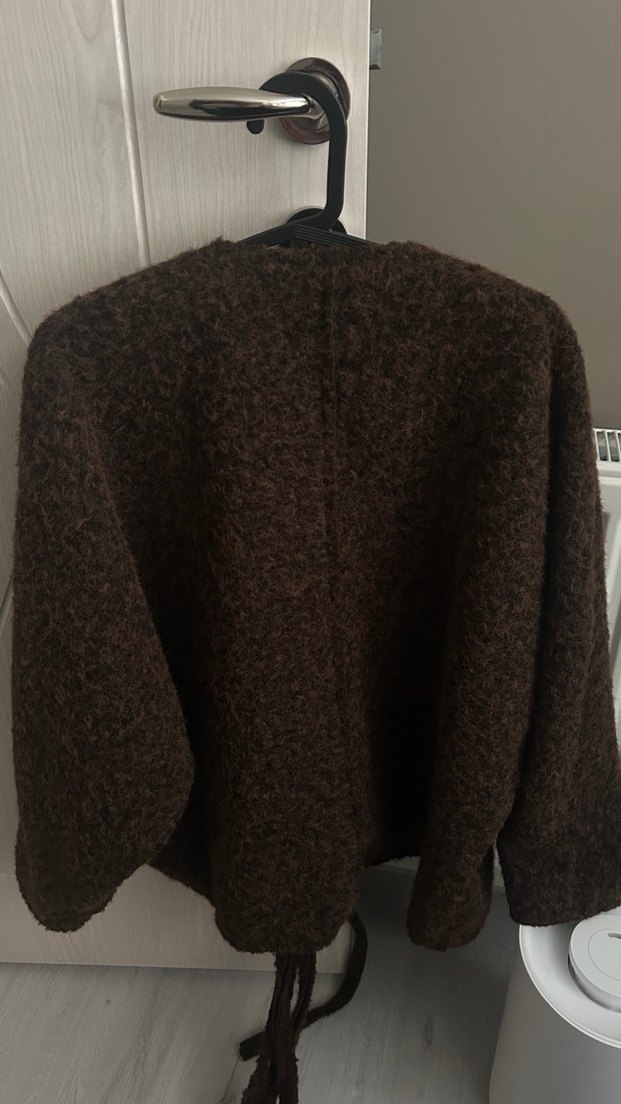 Yün Kahverengi Midi Yün Kadın Kaban - Görsel 2