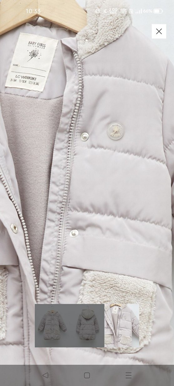 Kız Çocuk Gri Kürklü Streetwear Ceket - Görsel 3