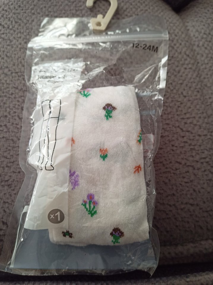 Gri Baskılı kız bebek Külotlu Çorap 6-12 Ay - Görsel 3