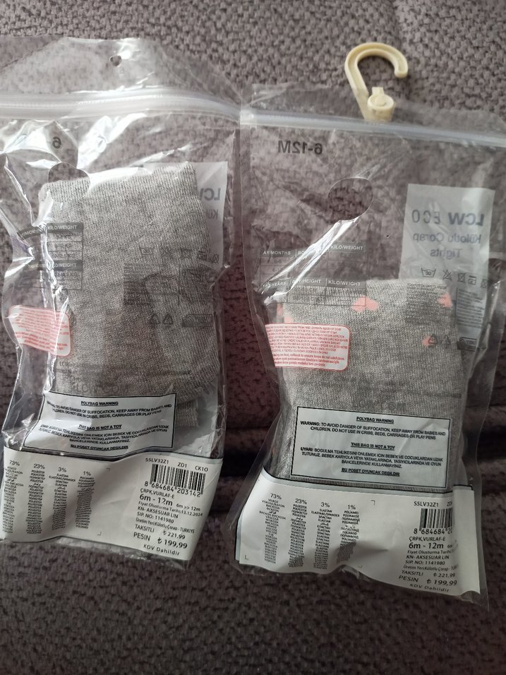 Gri Baskılı kız bebek Külotlu Çorap 6-12 Ay - Görsel 2