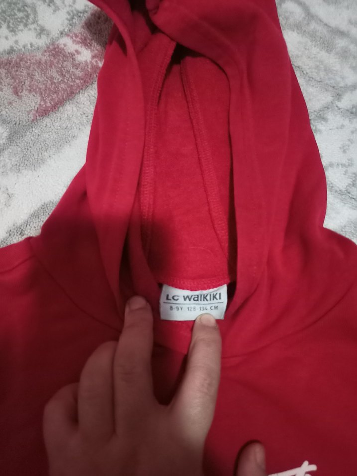 Kapüşonlu Kırmızı çocuk Sweatshirt - Görsel 2