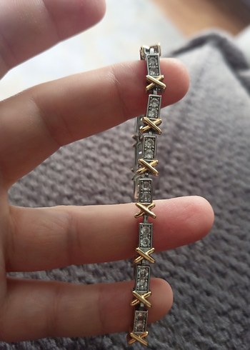 Gri ve Altın Zincir Detaylı Kadın Bileklik - Görsel 3