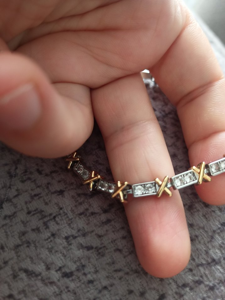 Gri ve Altın Zincir Detaylı Kadın Bileklik - Görsel 2