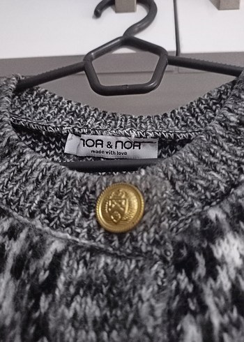 Düğmeli Gri Uzun Örgü Kadın Hırka - Görsel 2