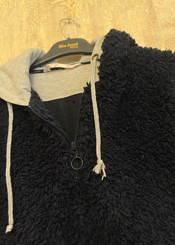 Kadın Giyim Kapüşonlu Peluş Polar Sweat - Görsel 4