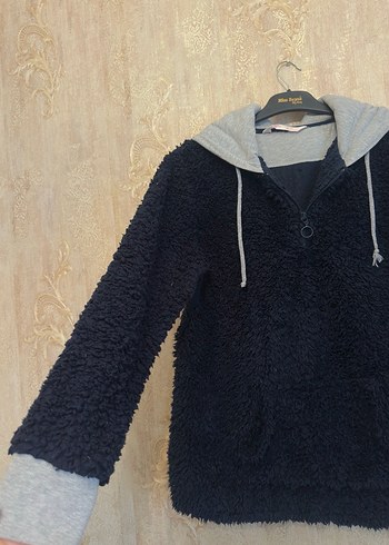 Kadın Giyim Kapüşonlu Peluş Polar Sweat - Görsel 3