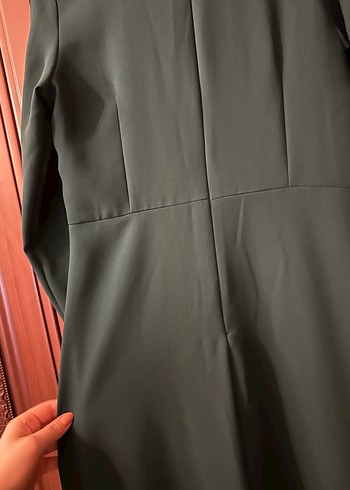 Koyu Yeşil Drapeli Tesettür Abiye - Görsel 7