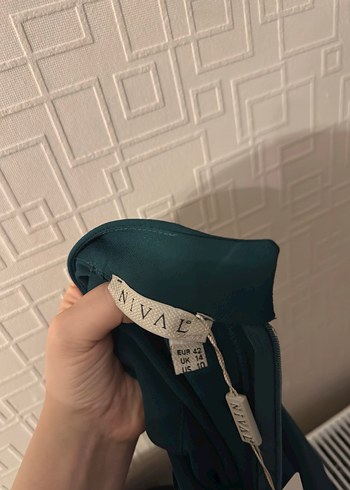 Koyu Yeşil Drapeli Tesettür Abiye - Görsel 2