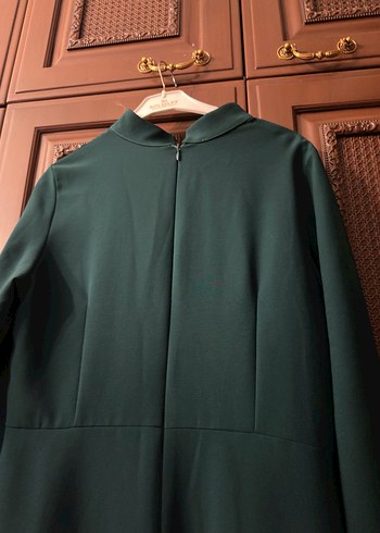 Koyu Yeşil Drapeli Tesettür Abiye - Görsel 9