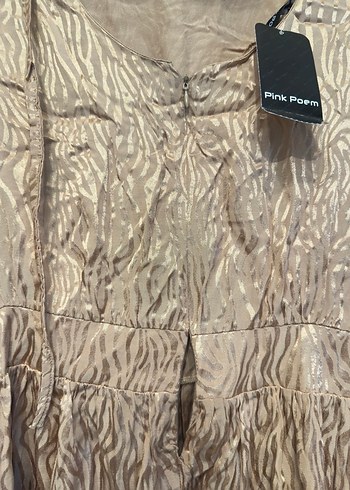 Bej Parlak Saten Kadın Giyim Tunik - Görsel 2