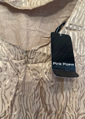 Bej Parlak Saten Kadın Giyim Tunik - Görsel 8