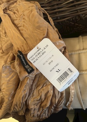 Bej Parlak Saten Kadın Giyim Tunik - Görsel 5