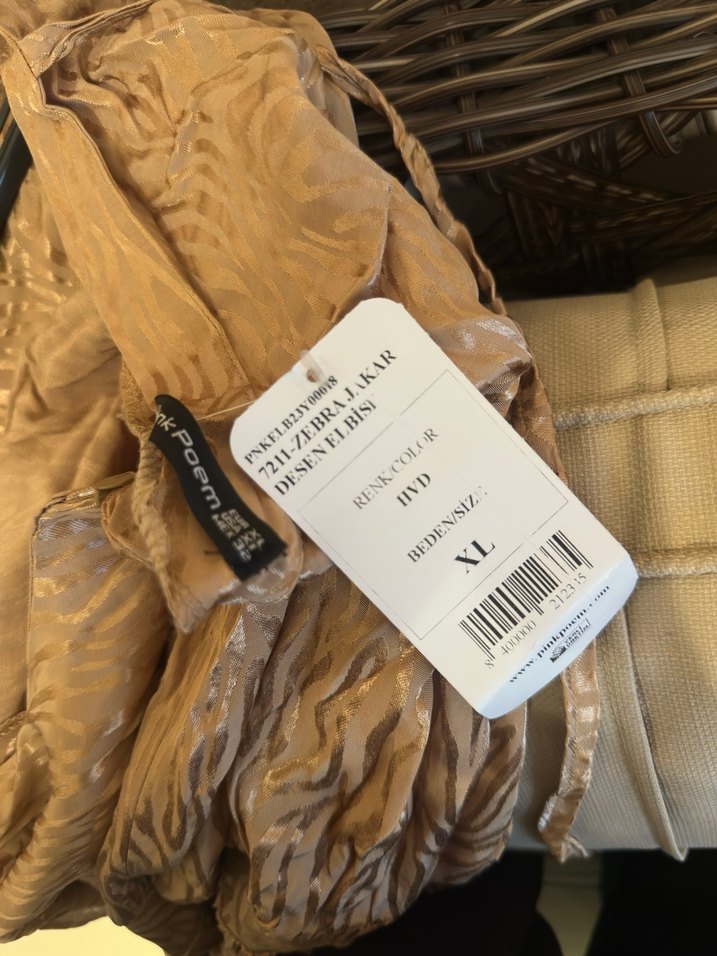 Bej Parlak Saten Kadın Giyim Tunik - Görsel 5