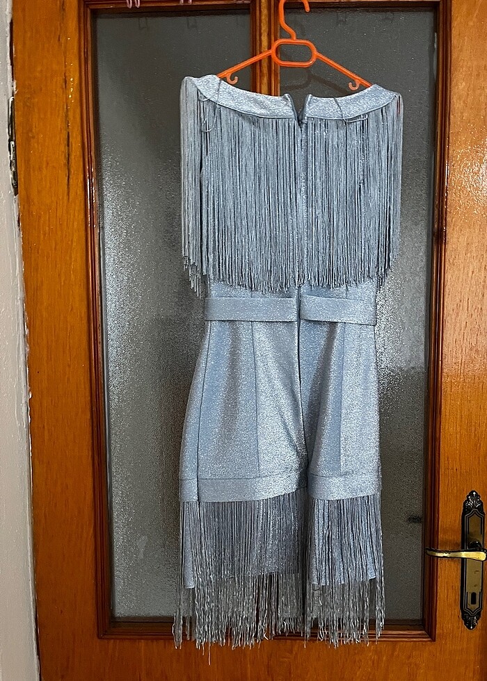 püskül detaylı mini abiye - Görsel 5